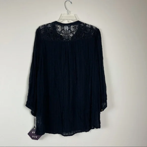 Ava & Viv black lace detail long sleeve blouse - Picture 3 of 5